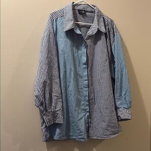 Bardot women’s XXL Blue and White Striped Button-Up Shirt - 100% cotton